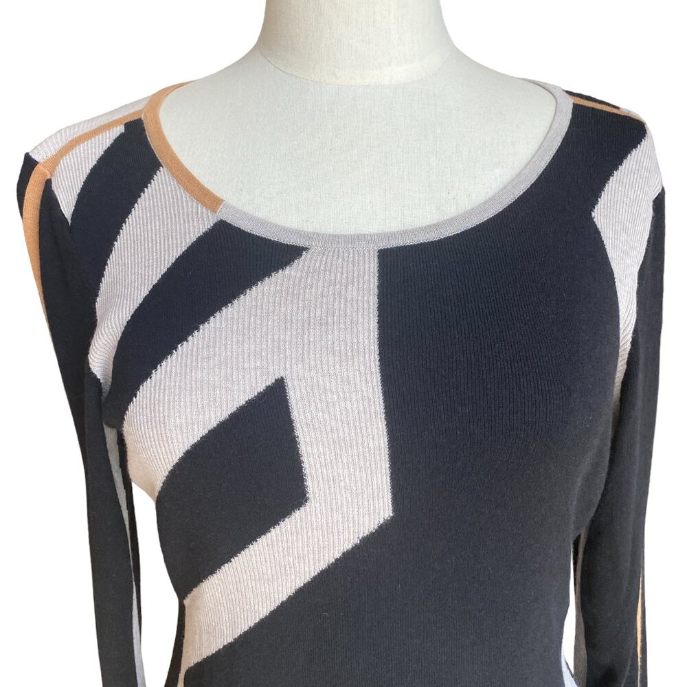 Nic + Zoe Abstract Color Block Geometric Sweater … - image 2